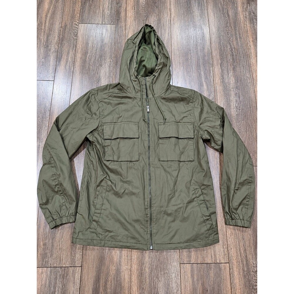 Old Navy Go-H2O Mens S Olive Green Hooded Utility Field Jacket Windbreaker